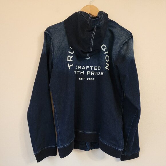 True Religion Men's Sweatshirt XL/TG Crafted With Pride Zip Hoodie Indigo Blue - Picture 10 of 15